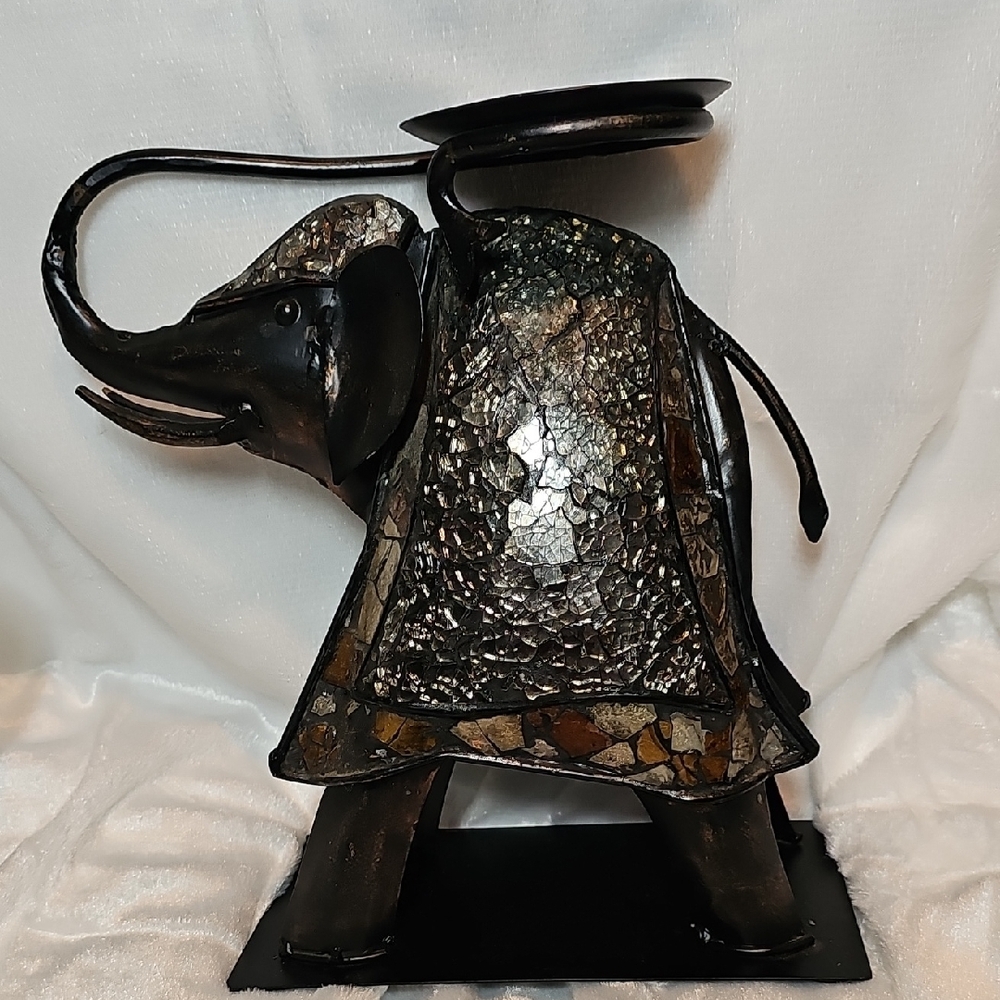 Elegant Black and Silver Elephant Sculpture